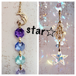 スマイルお月さまと星のかけら☆宇宙&海color☆スワロフスキー サンキャッチャー☆