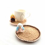 【受注制作】編み編みインコちゃんのコースター(2枚セット)