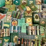 (再販×2)アンティークブック(green)紙ものセット＊コラージュ素材＊ジャンクジャーナル