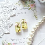 sale 小さい花 ビオラ イヤリング/ピアス(イエロー)