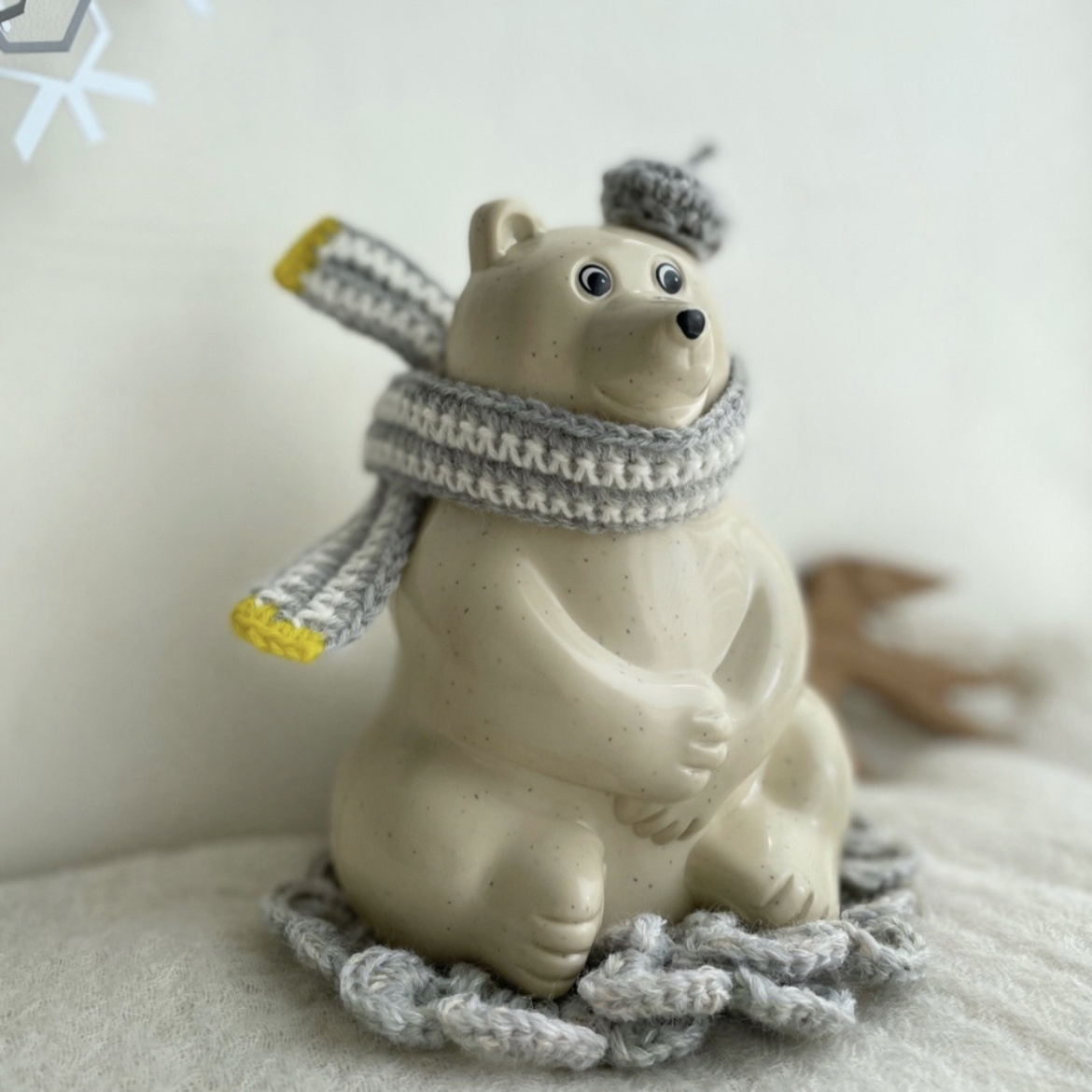 しろくま貯金箱 マフラー ストライプ 北欧 - ROROS'S GALLERY | minne