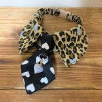 犬・猫の首輪　26～29　cocoちゃん・ネクタイチョーカーnew　レオパードとハート柄・ハートモチーフ