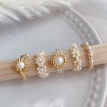 コットンパール③❤︎ビーズリング5点（ivory &gold ）