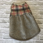 beige チェック＆ツィードノースリーブワンピース　Ｓ
