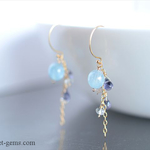 14kgf アクアマリン&アイオライト ピアス/イヤリング