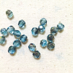 【再入荷】6mm チェコガラスビーズ 20pcsセット＊アクアブルー(ファイアポリッシュ)