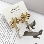 Triple square stone pierce/earring