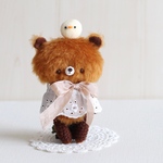 ＊kumahari＊ふわふわぺたんこ あみぬいクマさん ブラウン B