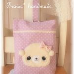 ふわふわくまさん付き*　シューズ入れ*　パープル　長く使える大きめサイズ