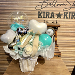 【ターコイズブルー/フェザー入りギフト】バルーン電報　開店祝い　お誕生日　結婚式　電報　記念日　