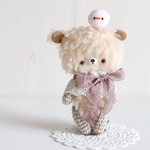 ＊kumahari＊ふわふわぺたんこ あみぬいクマさん ミルクティーカラーA