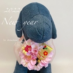 お正月 華やかフラワーチョーカー(羽子板)♡お正月♡正月飾り♡正月♡年賀状♡リボンチョーカー♡犬用♡猫用♡ペット用♡ペット用アクセサリー♡トリミング♡おうち撮影
