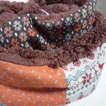 ハンドメイド◆スヌードうさぎいちプチドット小花ニットファー 