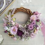 Lune Bonheur＜mauve chic ＞＊ハーフムーンリース＊プリザーブドフラワー＊お花＊ギフト＊結婚祝い＊新築祝い＊お誕生日祝い＊クリスマスリース＊お正月