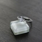 ブルーカルセドニー　ペアシェイプサイドCZリング　SILVER925