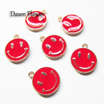 【D-0632】9pcs　スマイル　20×16mm　レッド　チャーム