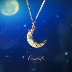 14kgf オパールの三日月・ロングネックレス ~crescent~（５０ｃｍ）