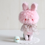 ＊kumahari＊ふわふわぺたんこ あみぬいうさぎさん モコモコピンクB