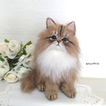【新作】 羊毛フェルト 猫 お座りチンチラゴールデン