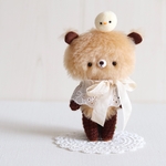 ＊kumahari＊ふわふわぺたんこ あみぬいクマさん ベージュC