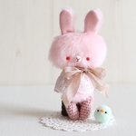 ＊kumahari＊ふわふわぺたんこ あみぬいうさぎさん ピンクC