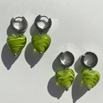 【22％OFF!!】(予約販売) green glass heart ピアス