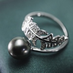 ◆新入荷◆リング◆黒蝶真珠◆超美品◆シルバーS925◆P00009 9ミリ
