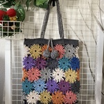 119-3.[p様オーダー]カラフル花モチーフ（くさり編み）ニットバッグ