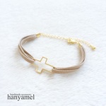 suede bracelet 〜 cross beige