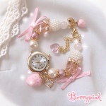 Berrypink♡苺とリボンのブレスレットウォッチ♡腕時計♡ピンク