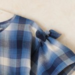 【再販】チェック柄のリボン付ブラウス✴︎ブルー