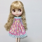 ジョリーフルール『My Little Tailor』を使ったロマンチックキュートなワンピース　ブライス　リカちゃん　アウトフィット