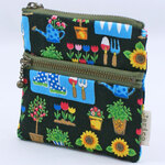 ２段ファスナーミニポーチ　カードケース／花壇