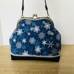 がま口バッグ(角底、雪の結晶)
