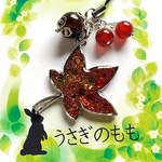 オルゴナイト　訳あり　紅葉のストラップ　（レッドタイガーアイ＆カーネリアン付き）