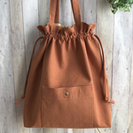 [再販] キュッと！巾着トートバッグ＊レンガ×花柄A
