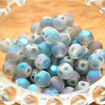 ￥300☆【10個】水玉のシュガーオーロラガラスビーズ品番Aー3（ブルー）