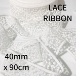 【レース】【90cm】【WH】フラワーモチーフレースリボン【A2082】