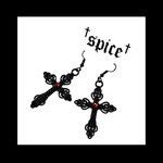 【紅く輝く暗闇十字架なピアス イヤリング。】ホラー 病みかわいい ゴシック かっこいい シンプル ロック パンク レオパード 個性的 派手 闇 ブラック メンヘラ 
