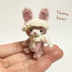 ミニチュア モールアート ニットコーデのウサちゃん モールベア テディベア Tamubear