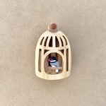 鳥かごのブローチ(文鳥)