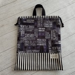 持ち手付き巾着☆英字柄×ストライプ