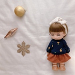 メルちゃん ソランちゃん　レモン柄リブトレーナー＆スカートとリボンヘアバンド