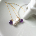 SALE♡アメジスト 淡水パール ピアス