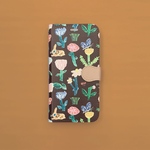 hana no oka  brown【iphone】手帳型ケース 送料無料