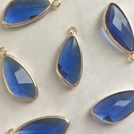 【4個】ガラスチャーム（22mm）　ディープブルー