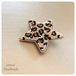 Star(Leopard)  星ブローチ(レオパード)   ビーズ刺繍ブローチ