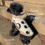新春セール❣️ Nanala＊【小型犬】音符柄のキルティングパーカー♡フリース　もふもふ　秋冬　女の子　男の子　タートルフード　袖なし