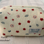 ニット生地のボックスポーチ・花・木の葉2♪