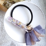 【SALE】鉱石風お花のレジンとシフォンタッセルのヘアゴム